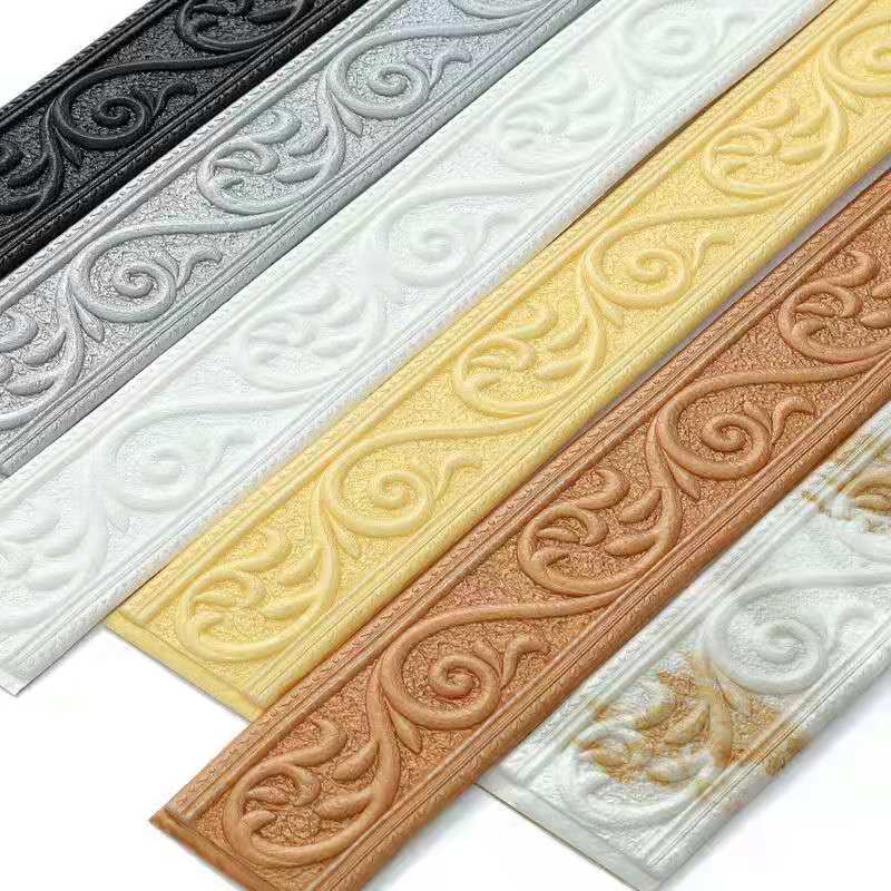 3D Solid Wall Edge Strip Sticker Self-Adhesive Skirting Board Corner Waist Line Sticker Wall Decoration Line Skirting Line Frame