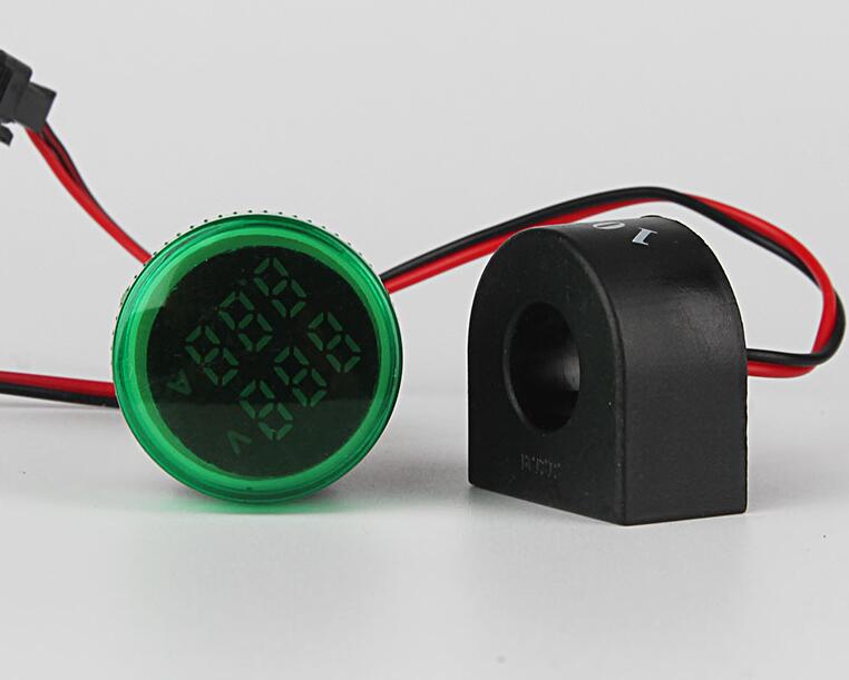 2 In 1 mini Digitale LED voltmeter ampèremeter AD101-22VAM indicator lamp AC0-500V 0-100Amp 22mm