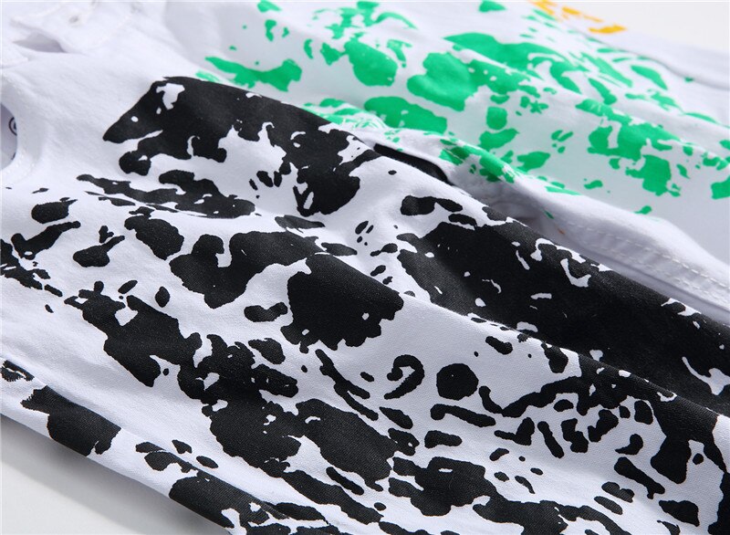 Men's 3D Pattern Slim Printed Jeans White Stretch Cotton Denim Pants Men Skinny Jeans plus size 28-42