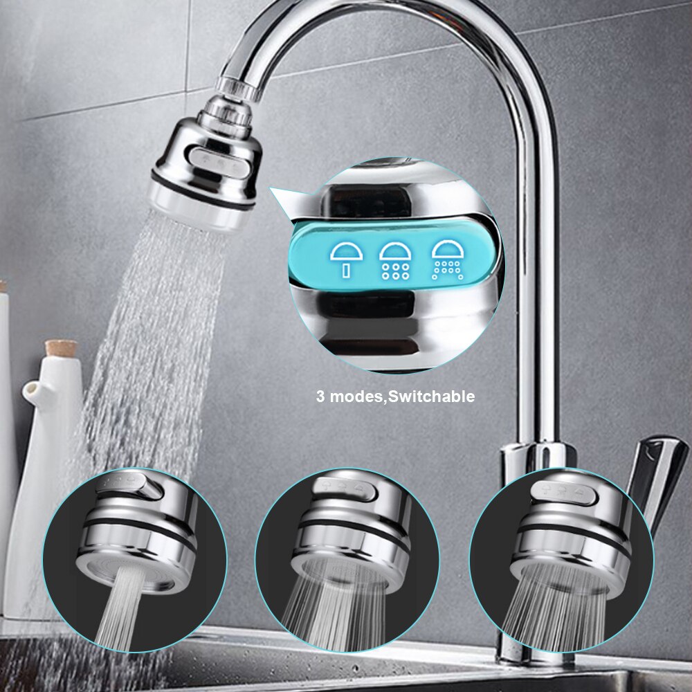 High Pressure Kitchen Faucet Extender Rotatable Faucet Aerator Water Saving Tap Nozzle Adapter Bathroom Sink Accessories