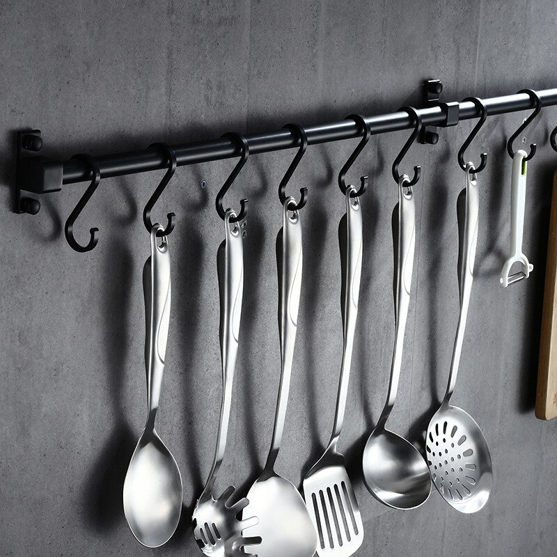 Support de rangement d'ustensiles, noir mat, crochet de cuisine, garde-manger, Bar, étagère de cuisine, Style américain, cadre en aluminium