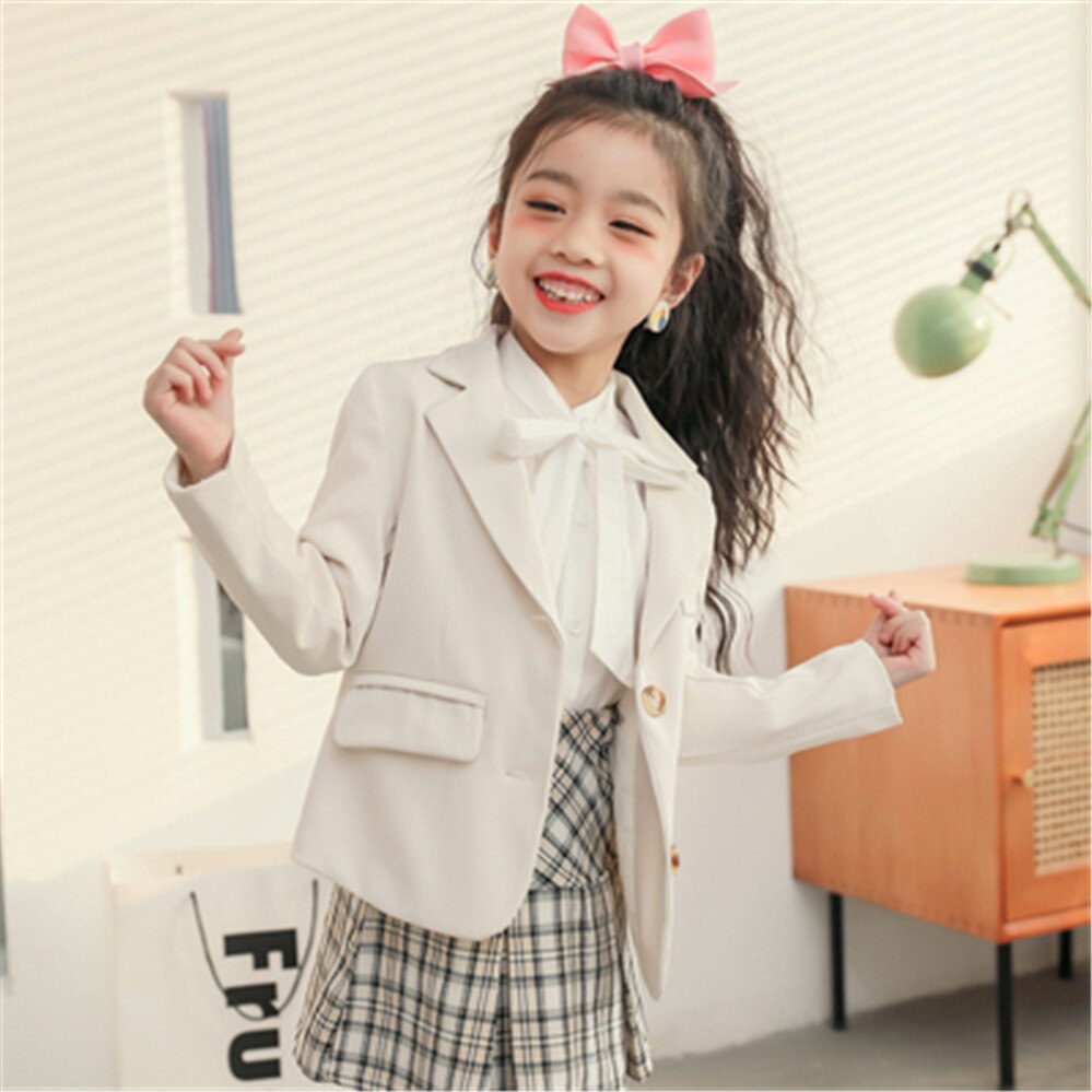 Lente Jas Voor Kinderen Kleding Meisjes Blazer Kinderen Kleding Katoen Casual Pak Bovenkleding Meisjes Jas 2 Kleuren 2T-16Y
