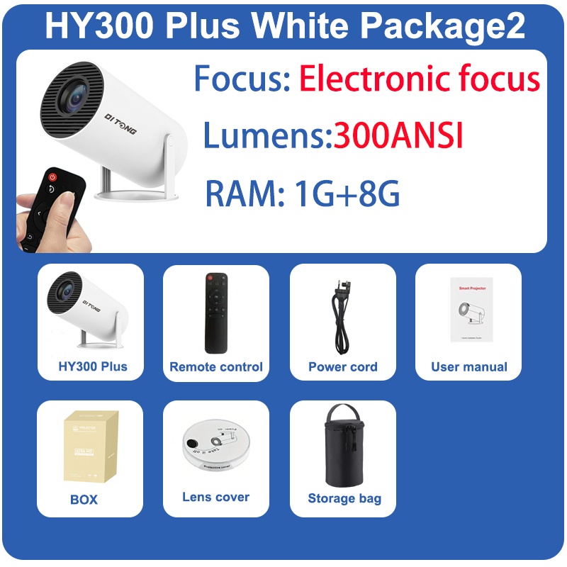 2025new DITONG HY300 pro HD 4K Projector portatil Android LED Video Home Theater Cinema mini Proyector Movie HY300plus