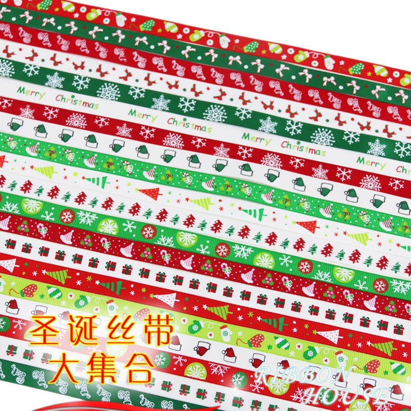 10mm kerstletter bedrukte grosgrain linten 2 meter/lots kerst verjaardag feest inpakpapier snoepdoos verpakking linten