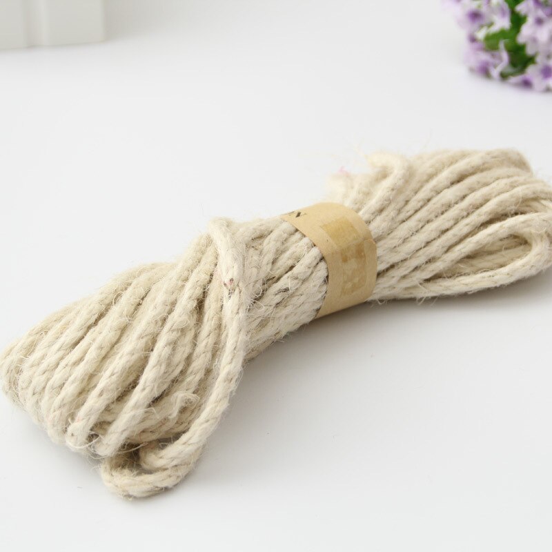 6mm naturalna juta sznurka pasek z juty liny konopne strona sznureczki do pakowania prezentów ślubnych nici DIY Craft wykonany ręcznie dekoracyjny Pet drapanie: white