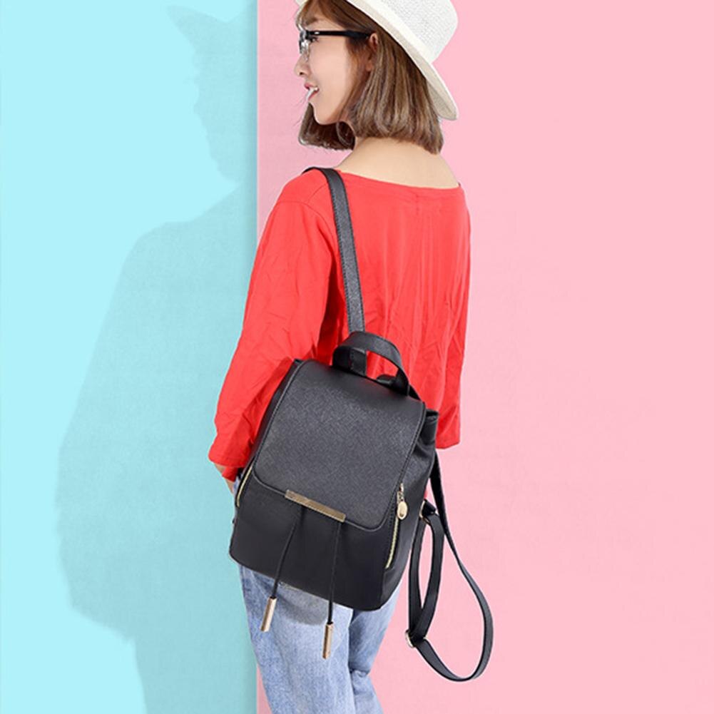 Simple Stylish Women Backpack Shoulder Bags Big Large Capacity Tassel Hand bag PU Leather Lady Backpacks Black Travel Girl Bags