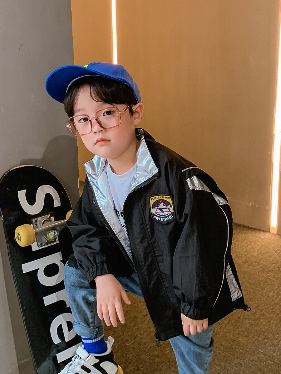 Veste à manches longues pour garçons coupe-vent manteau réfléchissant printemps et automne Style coréen vêtements pour enfants