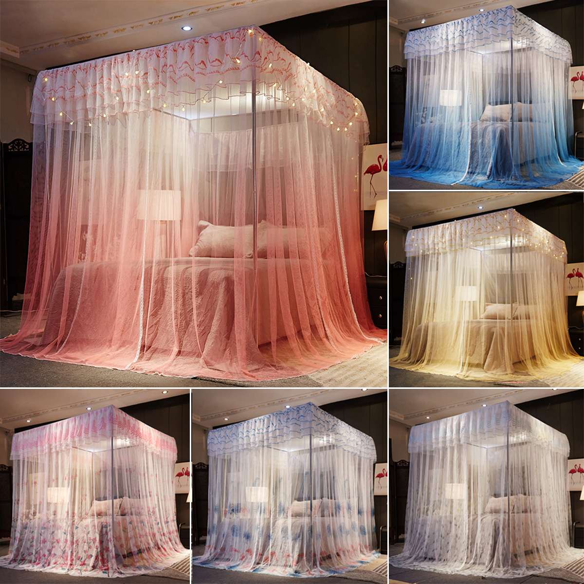 Bed Canopy Double Colors Hung Mosquito Net Princess Bed Tent Curtain Foldable Canopy On The Bed Fairy Lace