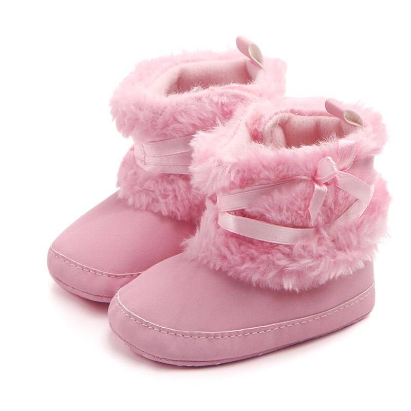 Bows Baby Boots Soft Sole Cotton Newborn Baby Girl Winter Shoes Warm Thick Anti Slip Infant Toddler Snow Boots First Walkers