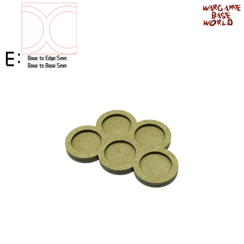 Wargame Base World - Movement Tray - 5 round 25mm - derangements Shape MDF