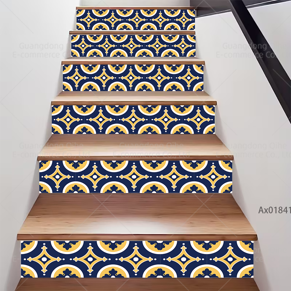 Minimalistische blauwe bloemen trapsticker, zelfklevende trapbekleding, duurzame decoratie voor binnentrappen, plintstickers, muurschilderingstickers.: Xl / Donkergrijs
