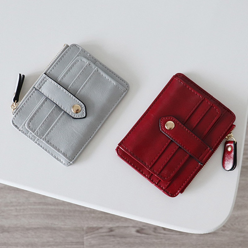 Simple Women Purse PU Leather Zipper Coin Pouch Short Wallet Casual Card Holder Billfold K2