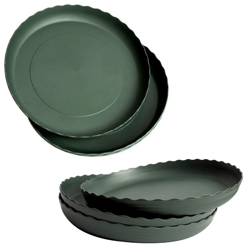 MECCANIXITY Plant Pot Saucer 5.3" Plastic Waved Round Flower Drip Tray