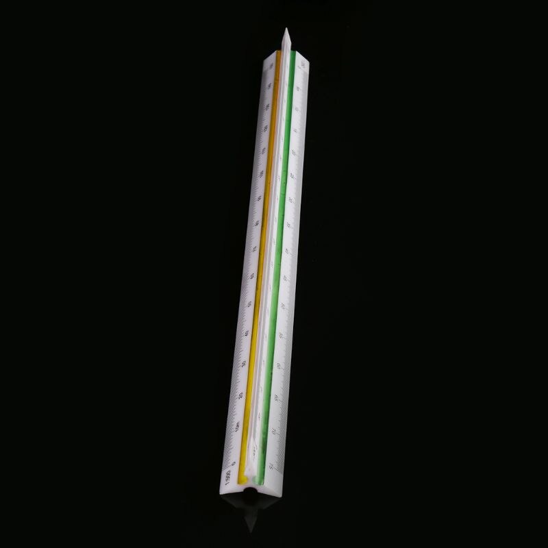 30cm plastic trekantet målestok 1:100-1:500 arkitekt ingeniør tegning måleværktøj