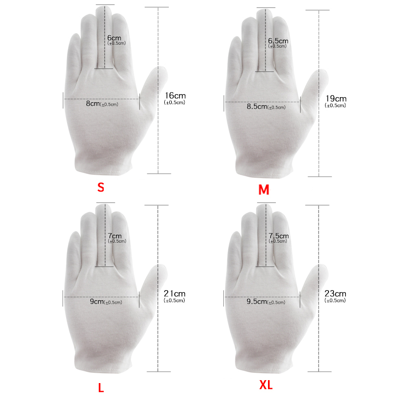 Guantes de algodón para limpieza de jardinería, duraderos y gruesos, protectores de mano para el trabajo doméstico S L XL, Guantes blancos para jardín, 20 unidades
