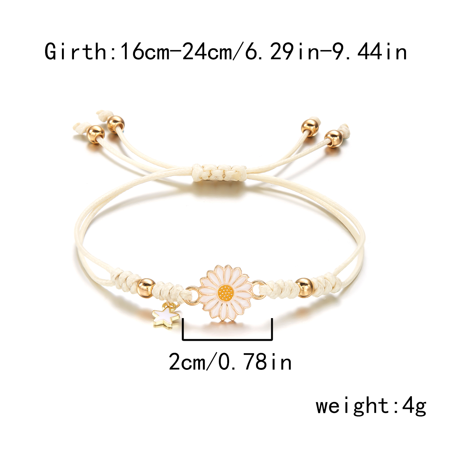 Pulseiras simples de girassol para mulheres, feitas à mão, trançadas, moda colorida, margarida, pulseira ajustável, amizade, boa sorte, joia, presente