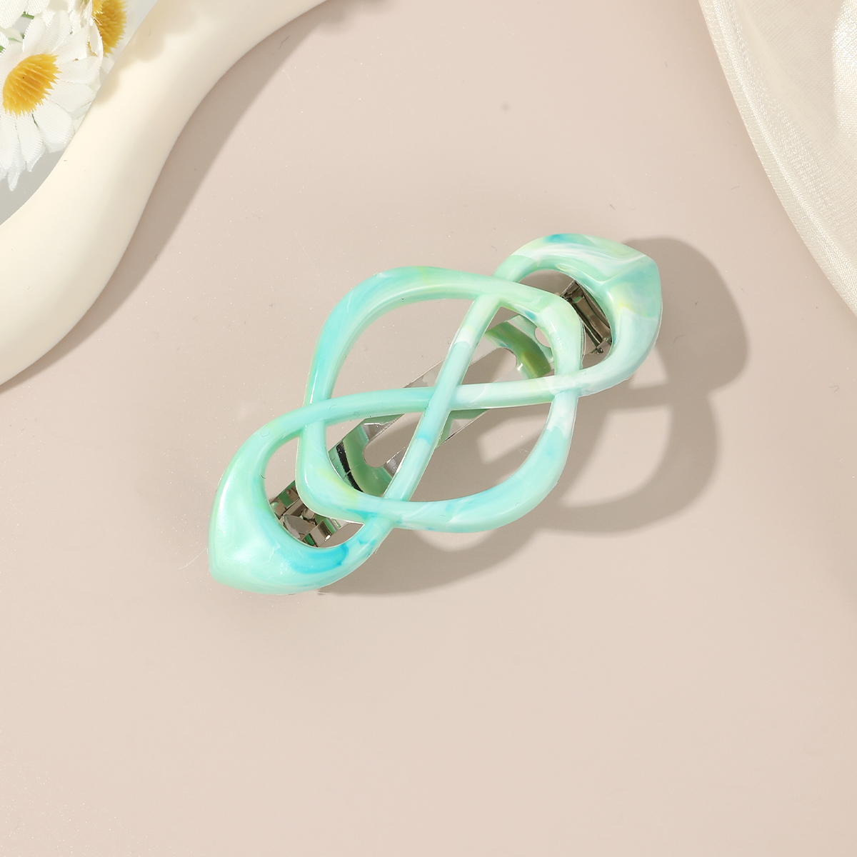 1pc Colorful Spring Hair Clip Hollow Ponytail Holder Hairgrip Barrettes Hairpin Women Girl Cute Hair Accessories: SKY BLUE