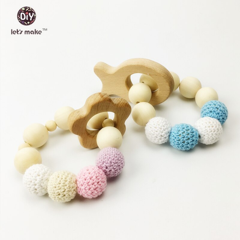 Lad os lave baby tilbehør 16-20mm 50pc hæklet træperler strikket perle kan vælge farve tænder ammende hæklede perler