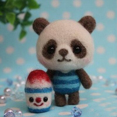 Cartoon Pandan DIY Animal Wool Felt Poked Knitting Handmade Needlework DIY Handcraft Wool Felting Material Package Sewing Craft: 3