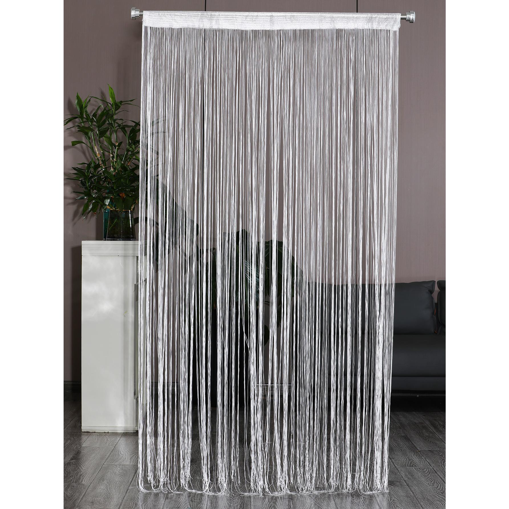 Cortina recta para puerta, joyería, anillo chino, decoración de techo, partición de cifrado, cortina colgante con flecos, 1 ud.: Blanco