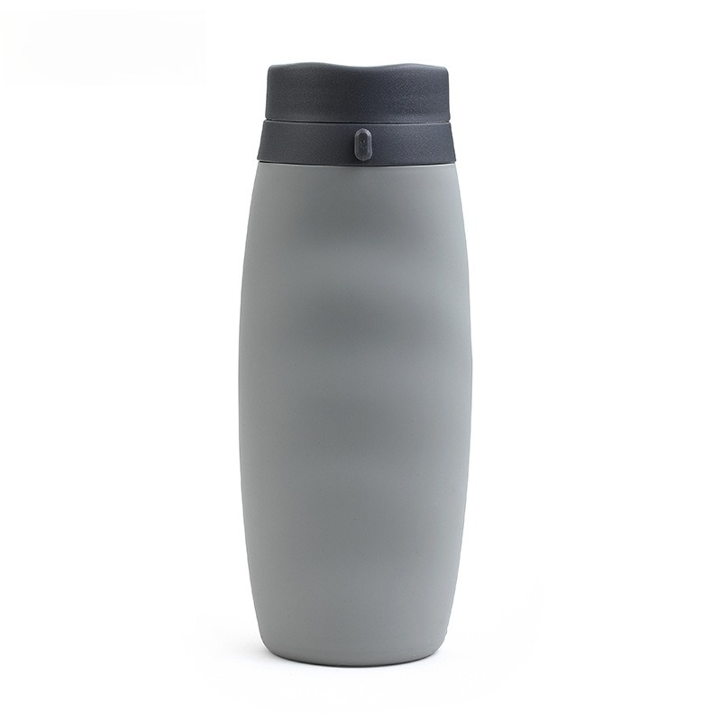 Folding Water Bottle 600ml Silicone Leak Proof Portable High Temperature Outdoor Sports Camping Hiking Water Bottle: black