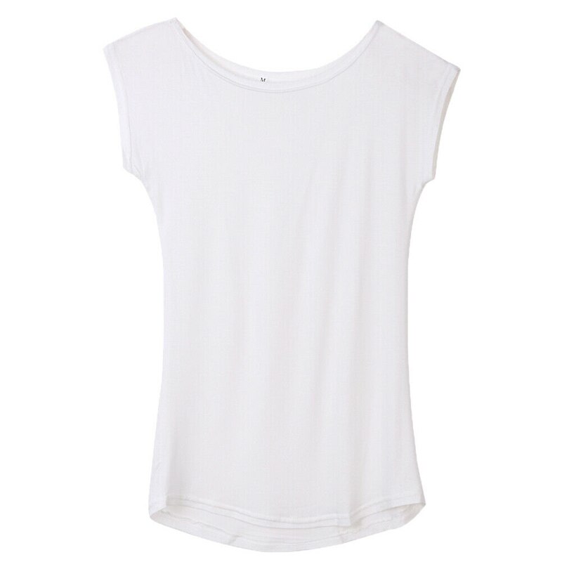 T-shirts Female Solid Color Cotton Basic T shirt Women Summer Tops Plain Women's Blank Tshirts: White