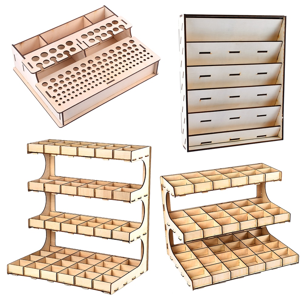Holz Farbe Gestell Stehen Pigment Organizer Tinte Öl Flasche Gestell Lagerung Kasten Diy Zubehör Halfter NäGel Schrauben