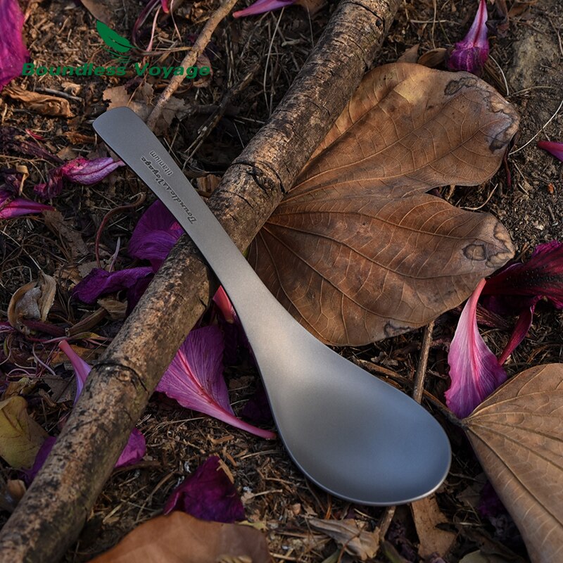 Grenzeloze Voyage Titanium Lepel Voor Camping Reizen Thuis Met Draagtas Outdoor Bestek Kookgerei Ti15171B Gewicht 20G