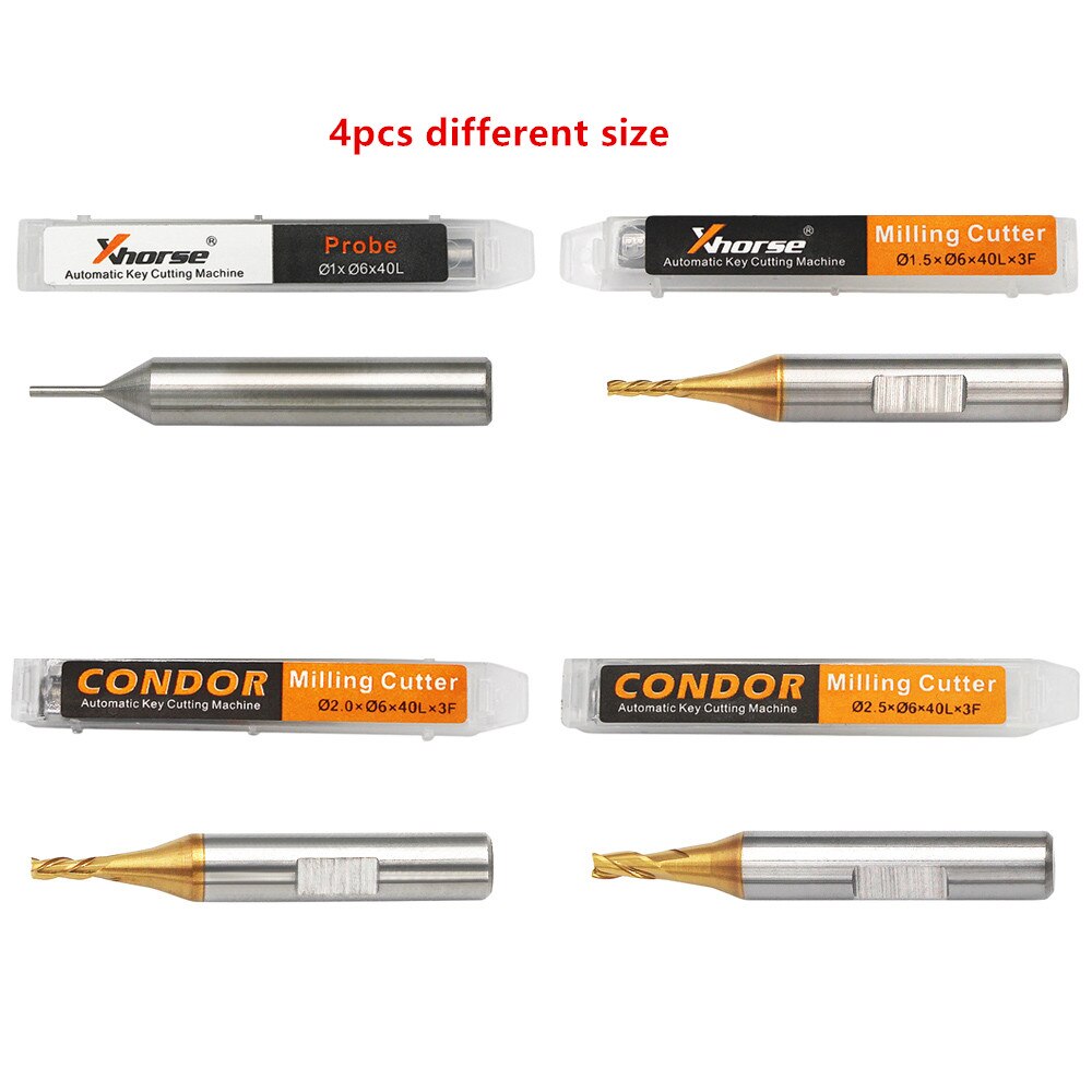 1.0mm 1.5mm 2.0mm 2.5mm Milling Cutter Probe for Xhorse CONDOR XC MINI Plus XC-007 Dolphin XP-005 XP-007 Key Cutting Machine: one set