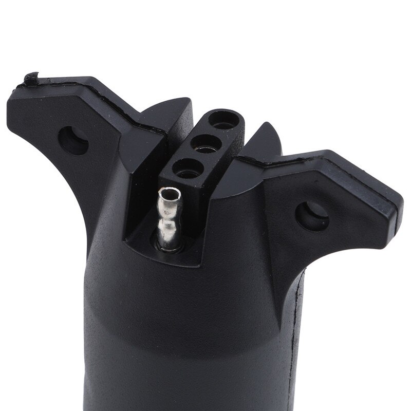 Black 7 Way Round To 4 Pin Flat Trailer Connector Adapter Plug Truck Accessories Trailer Parts