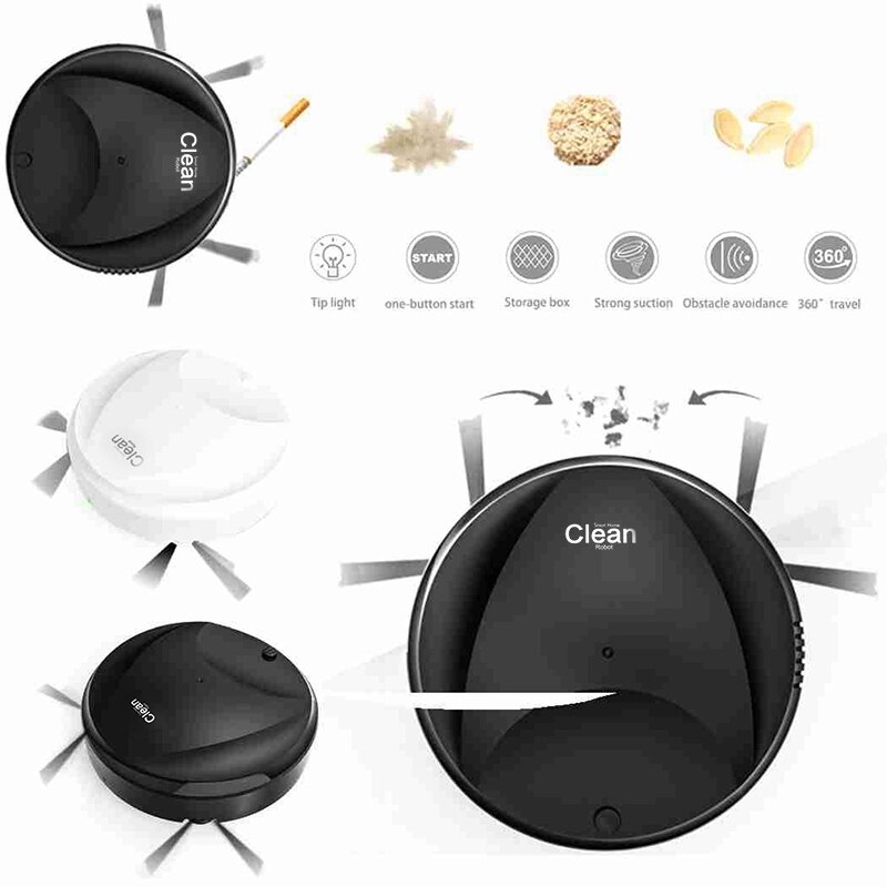 Multifunctional Smart Floor Cleaner,3-In-1 Auto Rechargeable Smart ing Robot Dry Wet ing Vacuum Cleaner Black