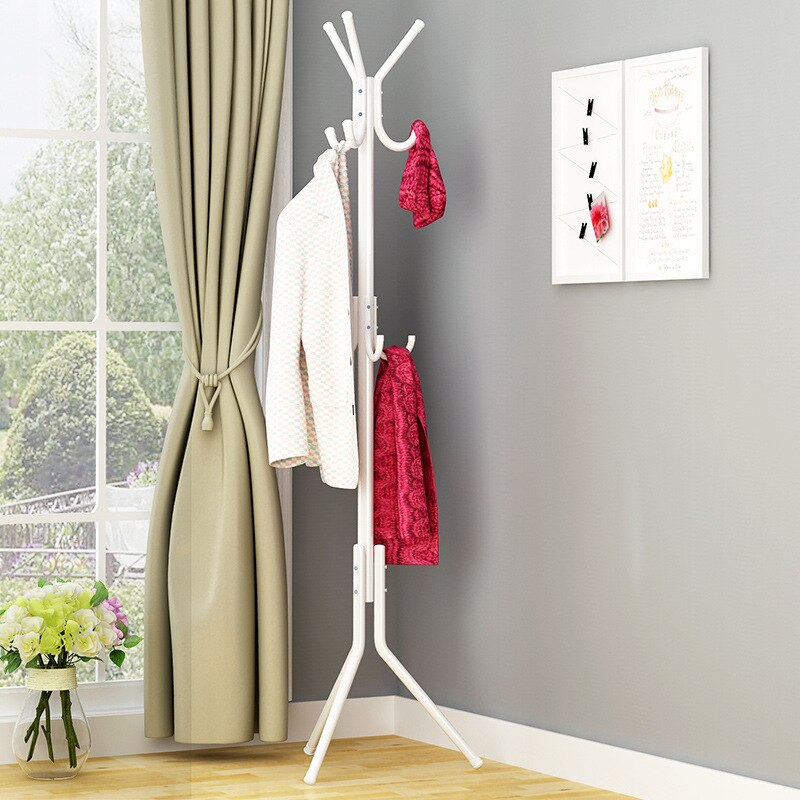 Klædestativ bøjle soveværelse møbler arrangør tøjstativ standgulv simpel jernbøjle moderne enkel: Hvid / 12 kroge