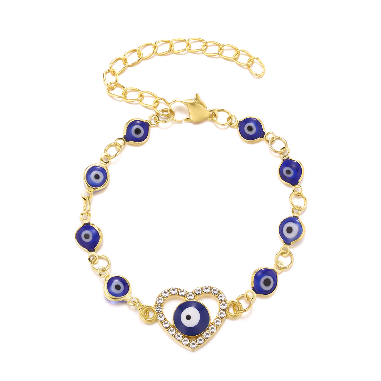 Bracelet porte-bonheur avec mauvais œil en turquie, bijoux esthétiques pour femmes, simples, tendance, réglables, à chaîne métallique: Rouge rouille
