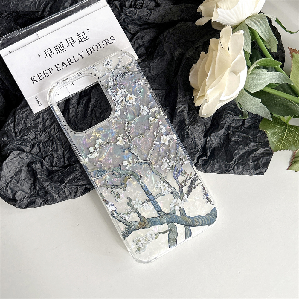 Funda de teléfono de flor de albaricoque a la para iPhone 16 15 Pro 11 13 14 Pro Max, Fundas de silicona a prueba de golpes con flores bonitas, Funda para mujer