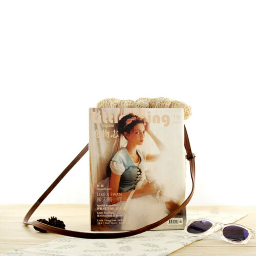 Femmes Vintage décontracté tissé à la main ronde rotin osier paille tissé fourre-tout Papyrus sac à main tricoté seau sac à bandoulière