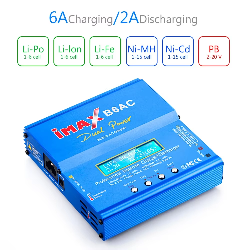 HTRC iMAX B6 AC RC Battery Charger 80W B6AC 6A Balance Charger Digital LCD Screen Li-ion LiFe Nimh Nicd PB Lipo Battery Charger