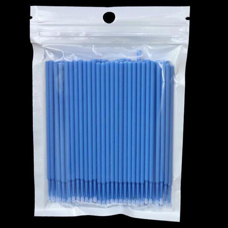 Plastic Eyelash Lash Extension Glue Applicator Apply Removal Cotton Swab Cotton Swab Makeup Clean Disposable Cotton Bar 100pcs: Blue