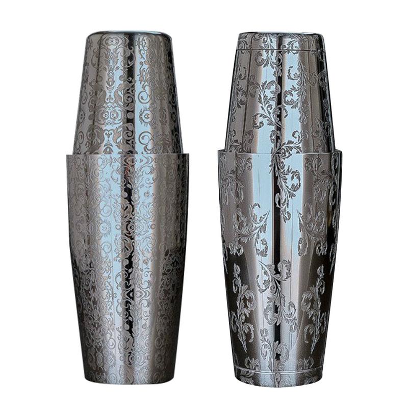 2pcs Boston Shaker Cocktail Shaker Set Graveren Ontwerpen Rvs boston shaker Mengen Drinken Barman Bar Tool