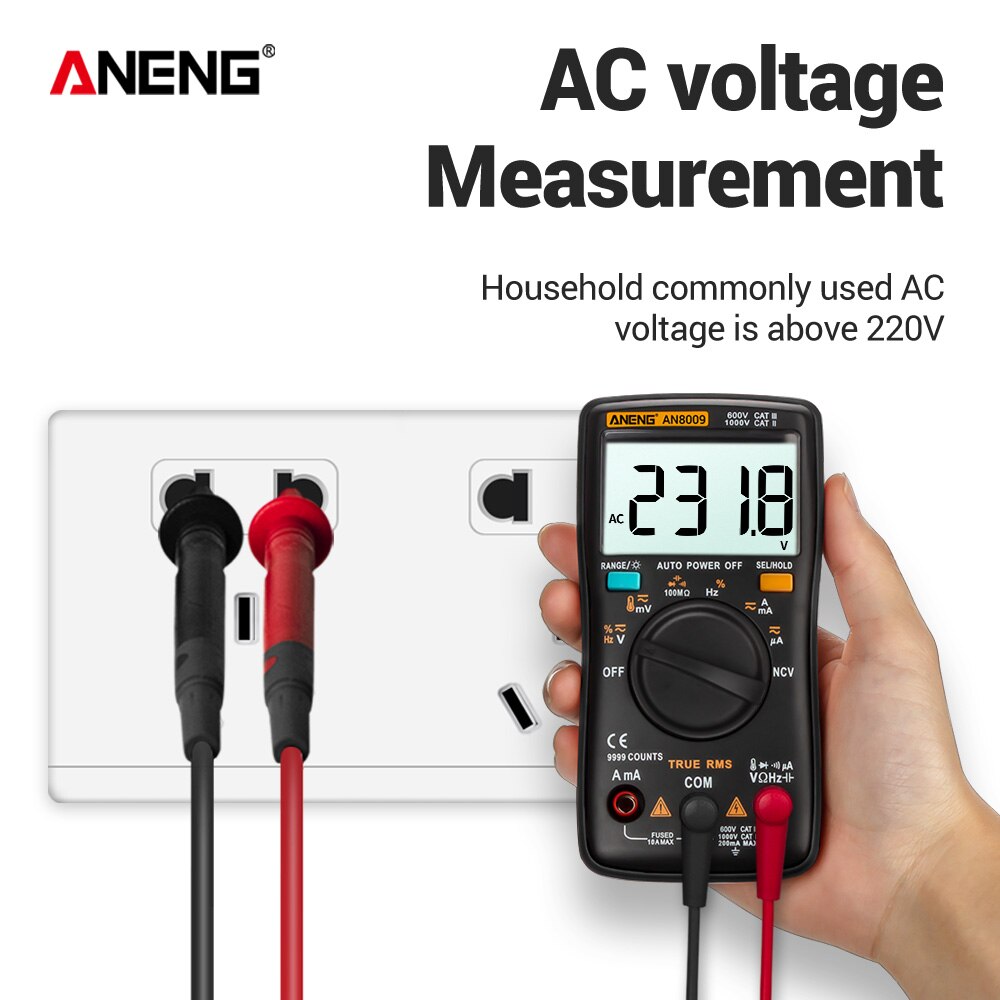AN8008/AN8009 Digital Multimeter 9999 Counts True-RMS Transistor Capacitor Tester Auto Electrical Rm409b Test Lo Z Temp