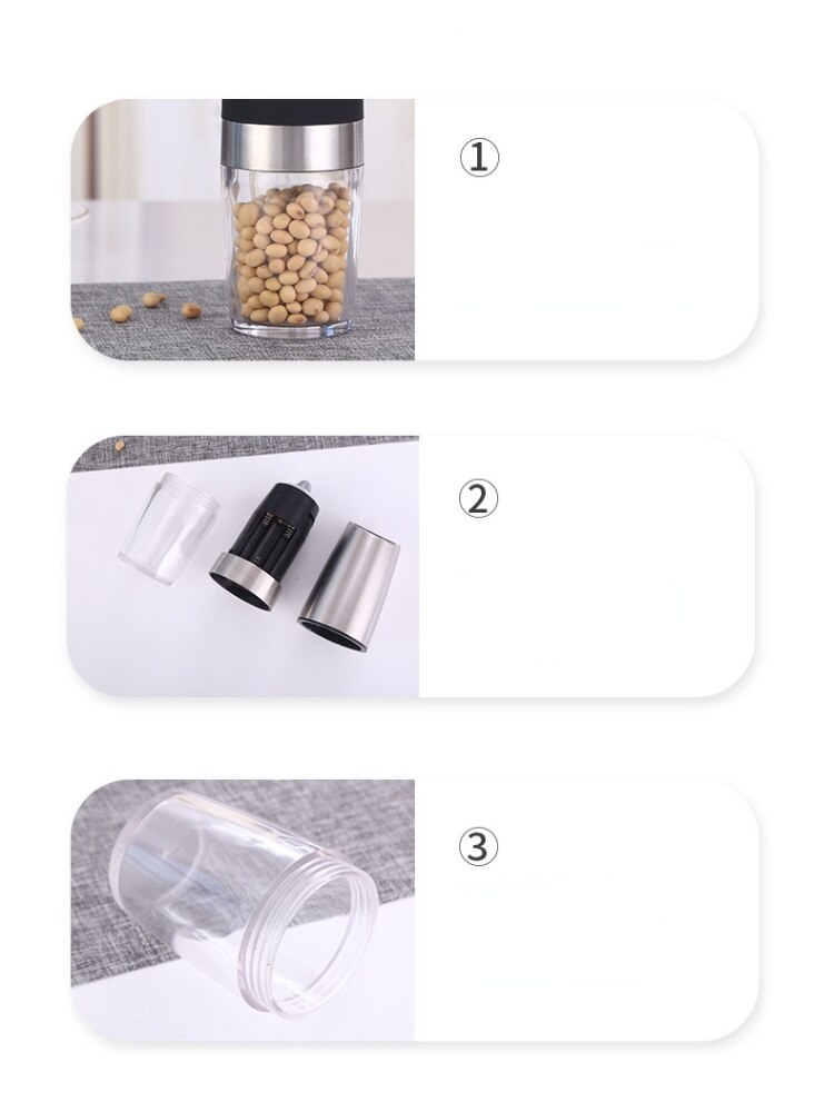 Automatic Salt Pepper Grinder Electric Spice Mill Grinder Seasoning Adjustable Coarseness Kitchen Tools Grinding For Cooking BBQ