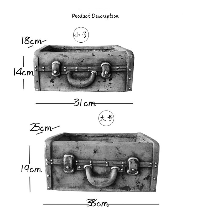 Bloempot Rechthoekige Retro Blauw Koffer Sculptuur Bloempot Groen Rose Venster Succulent Bloempot Tuinieren Tuin Decoratie