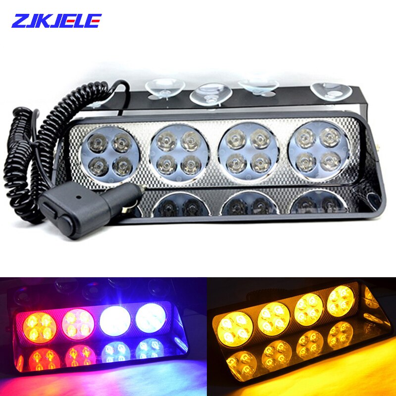 16 LED Frontscheibe Strobe Auto Warnung Licht Saugnapf Scoop Polizei Blinken Sichere Alarm Nebel Lampe Notfall Signal Lichter DC 12V