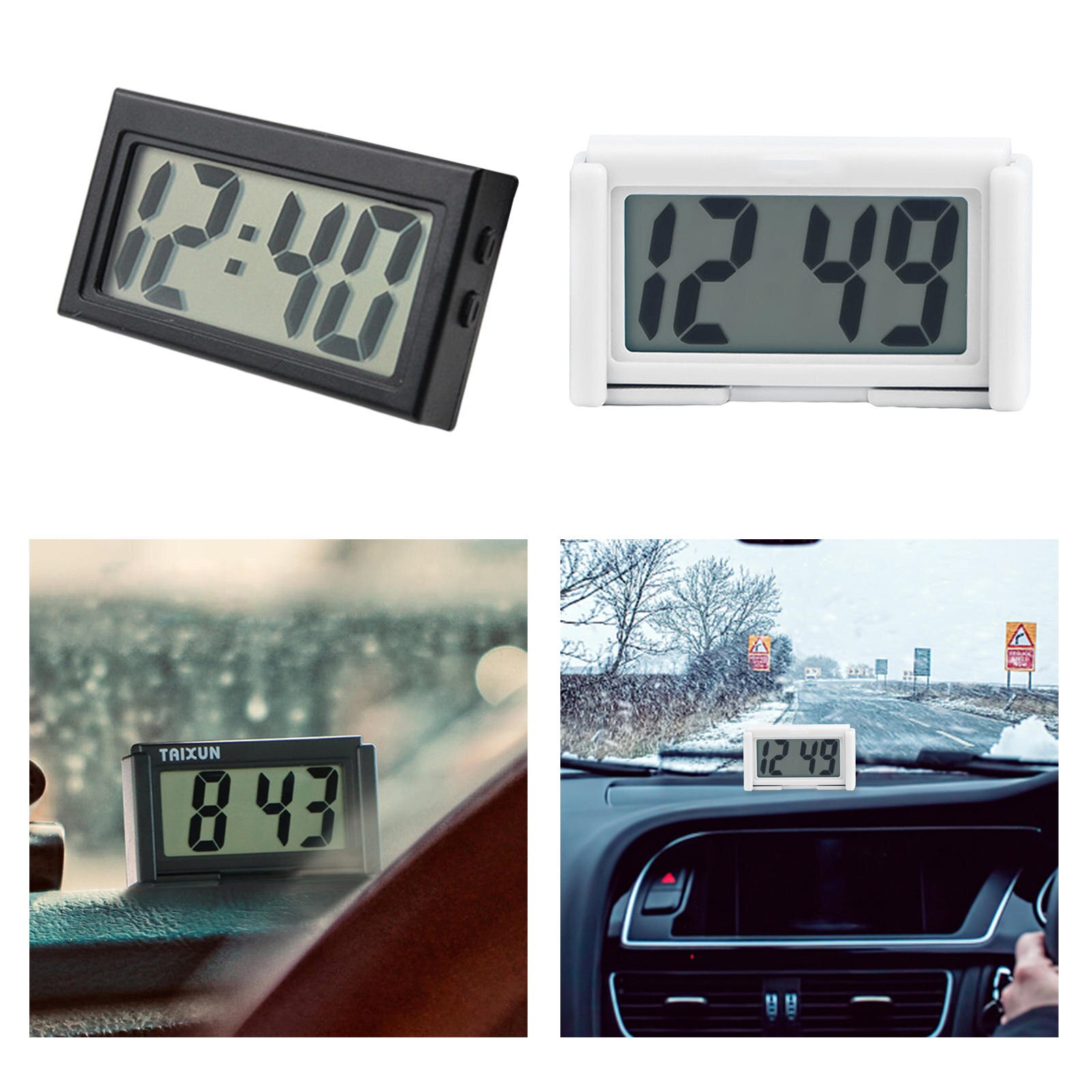Mini horloge de tableau de bord de voiture, support Auto-adhésif Durable, horloge numérique électronique pour voiture