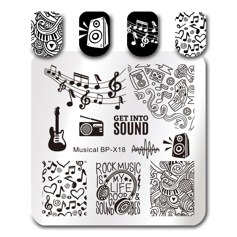Geboren Mooie Muzieknoot Afbeelding Nail Art Stamping Plate Stamp Sjablonen Stencil Diy Nail Art Decoraties Tool