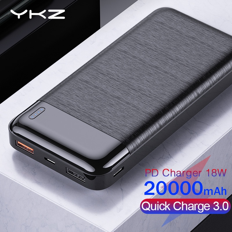 YKZ Power Bank 20000mAh Quick Charge 3,0 PD Schlanke Tragbare Externe Batterie Ladegerät Power für iPhone Xiaomi 20000 Poverbank