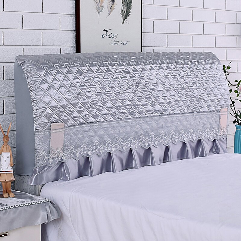 Printed Polyester Bed Cover Thick Elastic All-Inclusive Bedside Backrest Protection Dust Cover Home Bedroom Bed Cover: gray