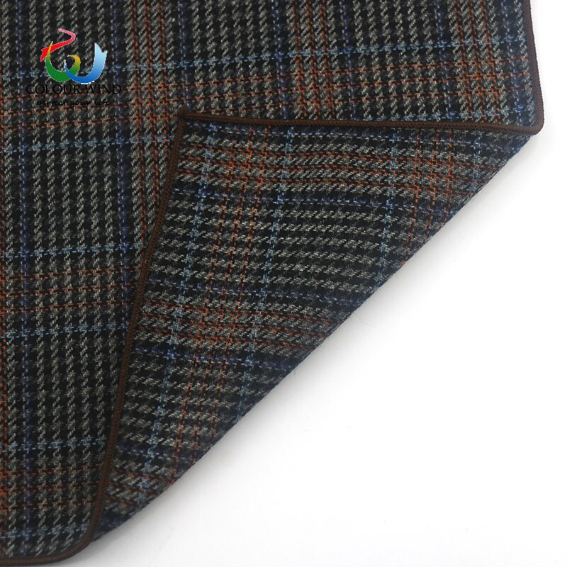 Classic Style Men's Handkerchief Scarves Vintage Wool Hankies Men's Pocket Square Striped Solid Cotton 24*24CM