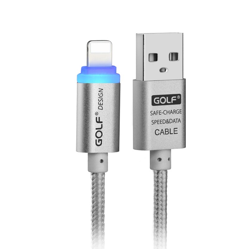 Clever LED Auto Energie-aus Schnelle Ladekabel für iPhone 6 6S 7 8 Plus X XR XS 11 Profi Max SE 5S 5 USB Daten synchronisieren Ladegerät Kabel 1m: Silber