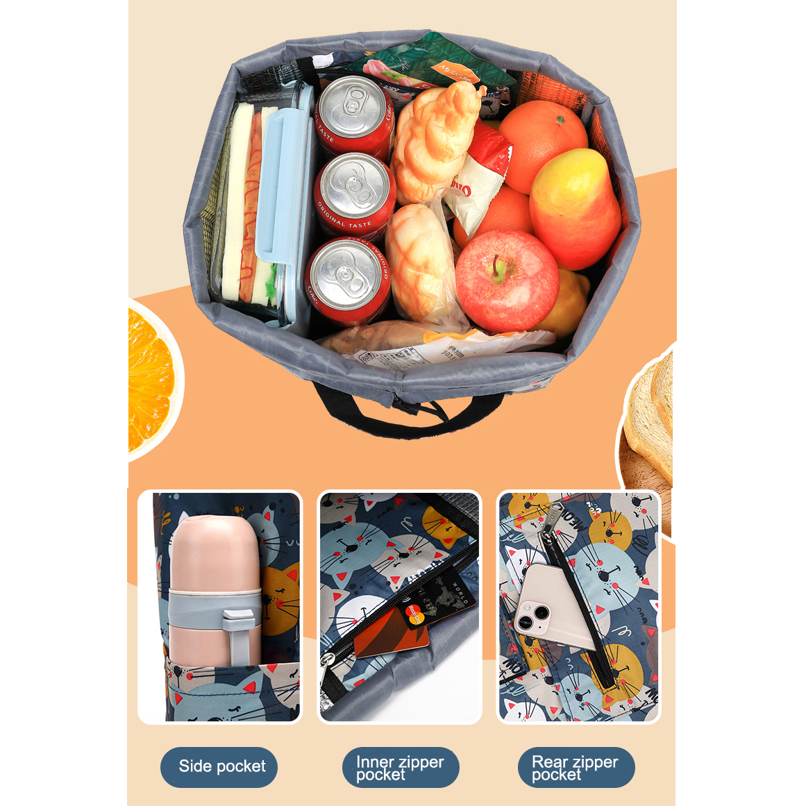 Stor handlepose, sammenleggbar handlepose, miljøvern, stor kapasitet, lette og bærbare oppbevaringsposer