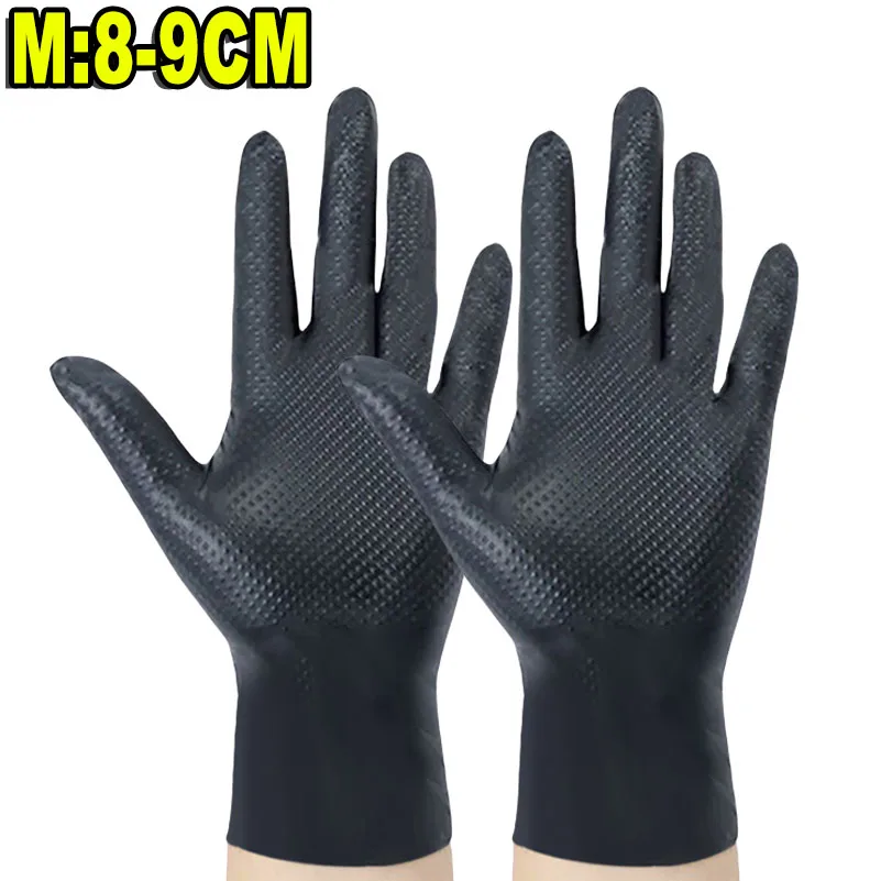 Thick Heavy Duty Nitrile Gloves 8Mil Extra Mechanic Home Garden Disposable Glove with Textured Grip Antislip Safety Work Gloves: XXL / green